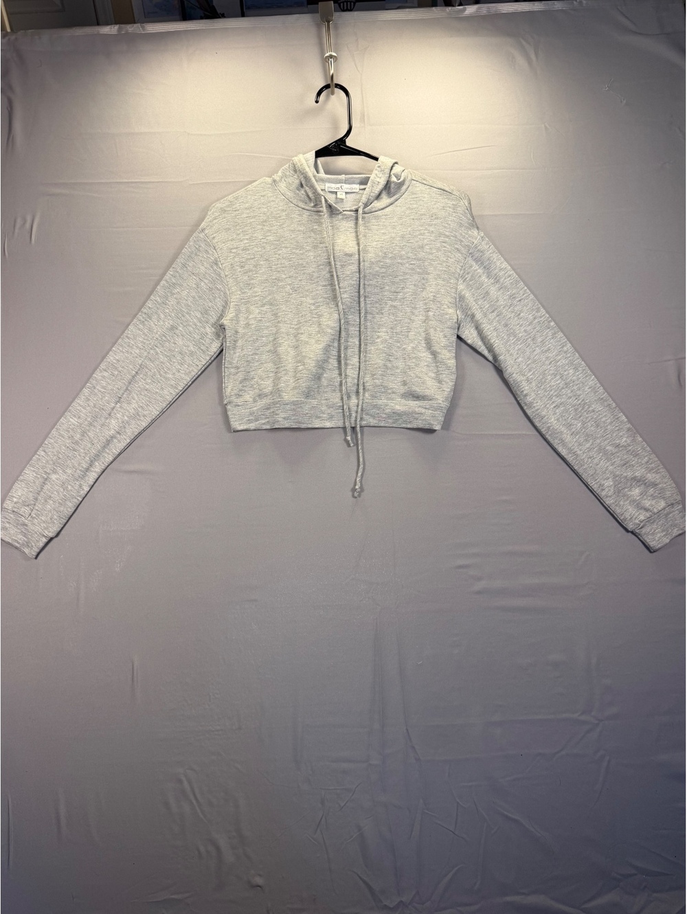 Moa Moa Grey Cropped Long Sleeve Hoodie Sweatshirt XS